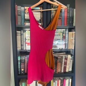 Pink and orange cutout mini dress